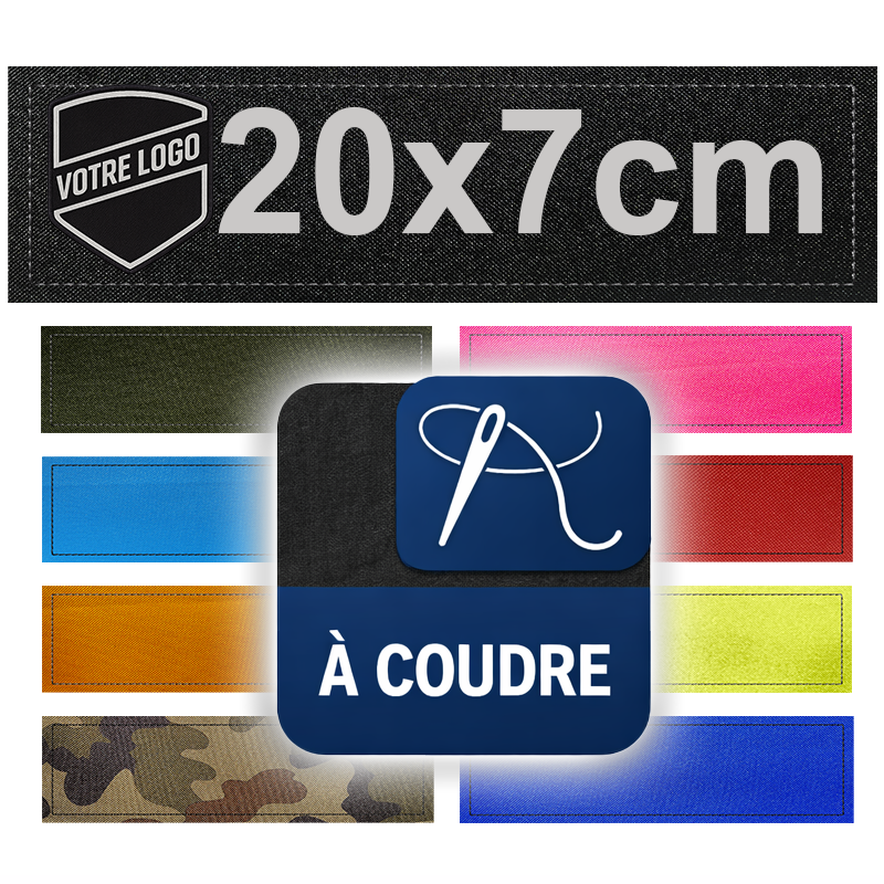 Patch personnalisé à coudre 20x7cm | Texte ou logo | Fabrication française