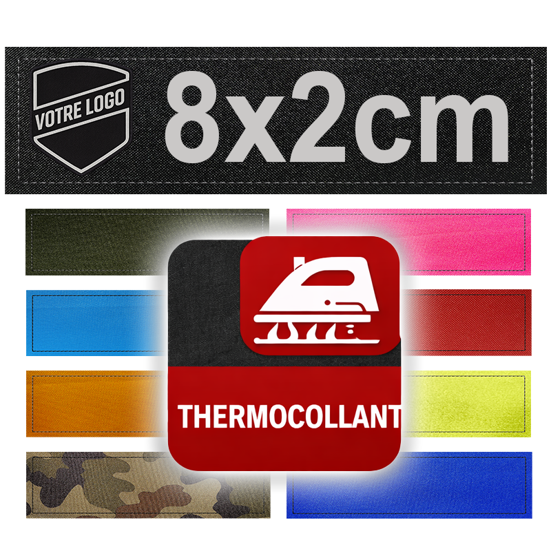 Patch personnalisé Thermocollant 8x2cm| Texte ou logo | Fabrication française